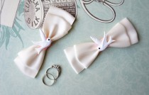 wedding photo - Olivia Paige - White satin pin up swallow rockabilly shoe clips wedding