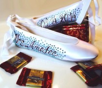 wedding photo - Wedding shoes white ballerina flat Tiffany chocolate custom names I do crystals
