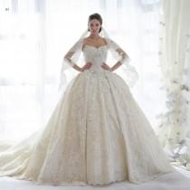 wedding photo - 2014 Ziad Nakad Luxury A-line White/Ivory Wedding Dresses Vintage Sweetheart Beaded Lace Appliques Organza Backless Sequins Custom Made Online with $177.39/Piece on Hjklp88's Store 