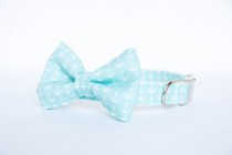 wedding photo - Bow Tie Dog Collar - Pale Turquoise Anchors Aweigh