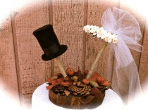 wedding photo - Rustic wedding cake topper fall country pine cone forest weddings