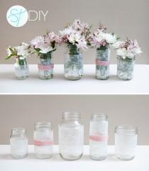 wedding photo - How To Make DIY Lace Covered Mason Jars!