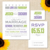 wedding photo - Vintage Typography Wedding Invitation - Printed Invitations or Printable Files