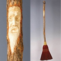 wedding photo - Carved Kitchen Broom in your choice of Natural, Black, Rust or Mixed Broomcorn