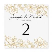 wedding photo - INSTANT DOWNLOAD - Wedding Table Number Card Template - Vintage Bouquet (Gold) Foldover - Microsoft Word Format