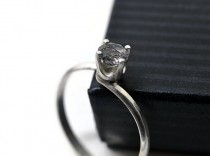 wedding photo - 5mm Tourmalinated Quartz Ring, Natural Jewel Engagement Ring, Clear Gemstone, Tourmalated Quartz Jewelry, Black Rutile Quartz, Artisan Ring