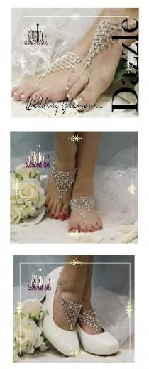 wedding photo -  Dazzling rhinestone barefoot sandals for wedding shoes
