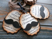 wedding photo - Personalized Groomsman Tag - Pearlescent Mustache - Will you be my Groomsman?