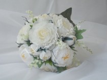 wedding photo - Wedding bouquet,paper flower, peonies paper flower,bridal bouquet,paper bridal bouquet,flower paper,cream peonies, white peonies paper