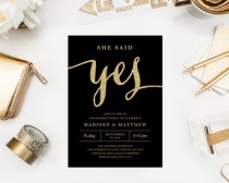 wedding photo - Printed - She Said Yes Engagement Party Invitation