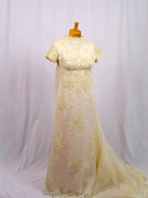 wedding photo - 60s Ivory Wedding Gown * 1960s Ivory Bridal Gown * 60s Wedding Dress * Beaded Wedding Dress * 60s  Dress * Mod Wedding Dress * Miss Betsy