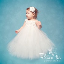 wedding photo - Tutu Dress..Birthday Tutu Dress.. Flower girl dress...White tutu...Baptism tutu dress