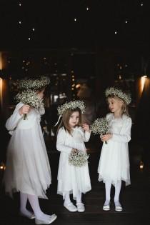wedding photo - Gypsophila Flower Crowns And A Beautiful Bespoke Gown