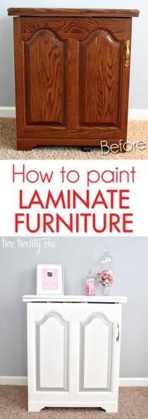 wedding photo - Sewing Cabinet Makeover {How To Paint Laminate Furniture}
