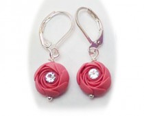 wedding photo - Ranunculus Drop Earrings - More Colors, Bridesmaid Earrings, Bridal Party Jewelry, Flower Drop Earrings
