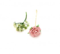 wedding photo - Pink Rose Bobby Pins, Floral Hair Accessory, Garden Wedding, Pink Flower Bobby Pin