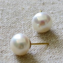 wedding photo - Genuine Pearl Stud Earrings - Wedding Earrings - 10mm White Pearl Studs - Bridesmaids Earrings - Handmade Earrings - VenexiaJewelry
