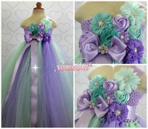 wedding photo - Mint and Lavender Flower girl dress- Mint and Lavender flower girl dress-Mint and Lavender flower girl dress