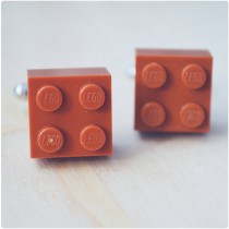 wedding photo - Geeky Cufflinks With Lego Bricks - Brown Orange Cufflinks - Hipster Groomsmen Cuff Links