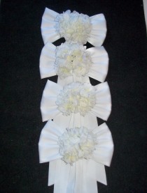 wedding photo - Pew Bows With Hydrangeas, Set of 4, Chair Bows with Hydrangeas, Pew Bows with Flowers, Wedding Decorations, Wedding Bows