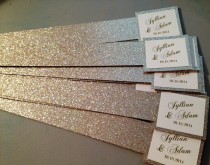 wedding photo - Glitter Belly Bands for Wedding Invitations with Name Tag