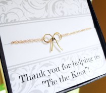 wedding photo - Gold Bow bracelets, Bridal jewelry set, Bridesmaid gift, SET OF FIVE Bracelets, Bridesmaid thank you, Tie the Knot jewelry, tiffany inspired