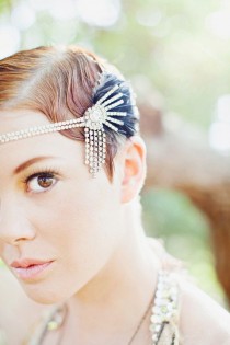 wedding photo - Lucky Stars, Rhinestone And Feather Headpiece
