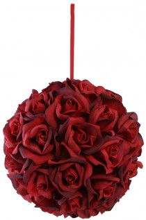 wedding photo - Garden Rose Kissing Ball - Red - 10 Inch Pomander Extra Large