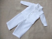 wedding photo - Baby boy baptism christening outfit boy ring bearer linen suit first birthday natural clothes white rustic wedding beach formal SET of 4