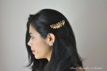 wedding photo - Large Gold Plated Leaf Hair Comb,Grecian, Gold Leaf Hair Comb,Wedding Hair Comb,Bridal Hair Comb,Grecian Hair,Laurel Hair Comb, Grecian
