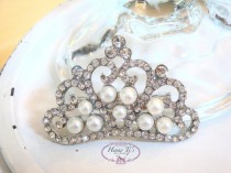 wedding photo - 4 pcs STUNNING Crowned Princess Sparkling CLEAR crystal Pearls and Rhinestone, Crystal Tiara Bow Embellishment