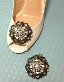 wedding photo - Large Jeweled Filigree Shoe Clips
