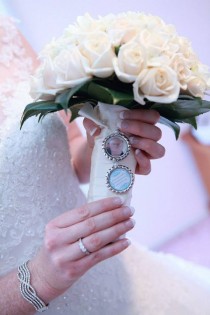 wedding photo - Bridal Bouquet Charm, Memorial Charm, Custom Photo Memory Charm, Heaven Quote