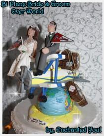 wedding photo - Bi Plane Wedding Cake Topper, Personalized