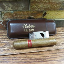 wedding photo - Personalized Cigar Case with Cutter - Groomsmen gift - Best Man -Gifts for Men