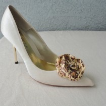 wedding photo - Wedding Bridal Leopard Print And Glitter Rose Shoe Clips