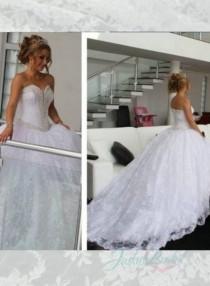 JOL236 beading trim sweetheart neck princess all lace ball gown wedding dress wedding photo - JOL236 beading trim sweetheart neck princess all lace ball gown wedding dress