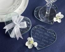 wedding photo - Heart Shaped Glass Coaster Favors