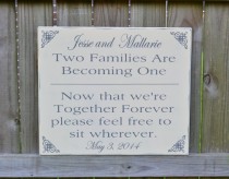 wedding photo - Wedding sign, Two Families are Becoming One, Pick a Seat not a Side Sign, Personalized wedding sign, Custom wedding sign
