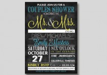 wedding photo - Chalkboard Typography Bridal Wedding Couples Shower Invitation - Custom DIY Printable