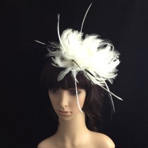 wedding photo - White Fascinator with Feathers, Wedding Headpiece, Bridal Headband, Kentucky Derby Fascinator,Melbourne Cup, Hair accessories