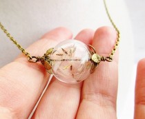 wedding photo - Dandelion Seed Glass Orb Terrarium Necklace, Small Orb In Bronze or Silver, Bridesmaids Gifts, Nature Lovers, Hipster Jewelry