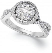 wedding photo - Prestige Unity Twisted Band Diamond Engagement Ring in 14k White Gold (1 ct. t.w.)