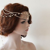 wedding photo -  Bridal Headband, Wedding Headpiece, Rhinestone and Pearl, Rhinestone halo, Rhinestone Headband, Wedding Hair Accessory, Bridal Accessory