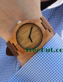 wedding photo - Personalized Minimalist Engraved Wooden Watch Wedding Gift, Mens watch, Groomsmen gift, Anniversary Gift Bamboo Watch HUT007