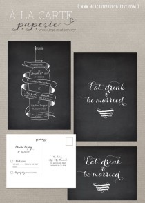 wedding photo - Wine Bottle Chalkboard Inspired Wedding Invitation Card and RSVP Suite - Vintage Winery Wedding Stationary Design fee