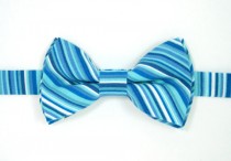 wedding photo - Blue and white striped bow tie,Baby bow tie,Boys bow tie Men bow tie,Ring bearer bow tie,Blue bow tie,Wedding bow tie,Toddler bow tie,