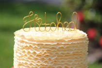 wedding photo - Gold Wire Hitched Wedding Cake Toppers - Decoration - Beach wedding - Bridal Shower - Bride and Groom - Rustic Country Chic Wedding