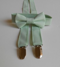 wedding photo - Mint Bowtie and Suspenders Set - Infant, Toddler, Boy