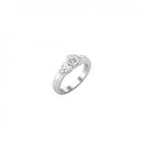 wedding photo - 5mm  Round  Forever Brilliant Moissanite Solid 14K White Gold Diamond  Engagement Ring-ST82404